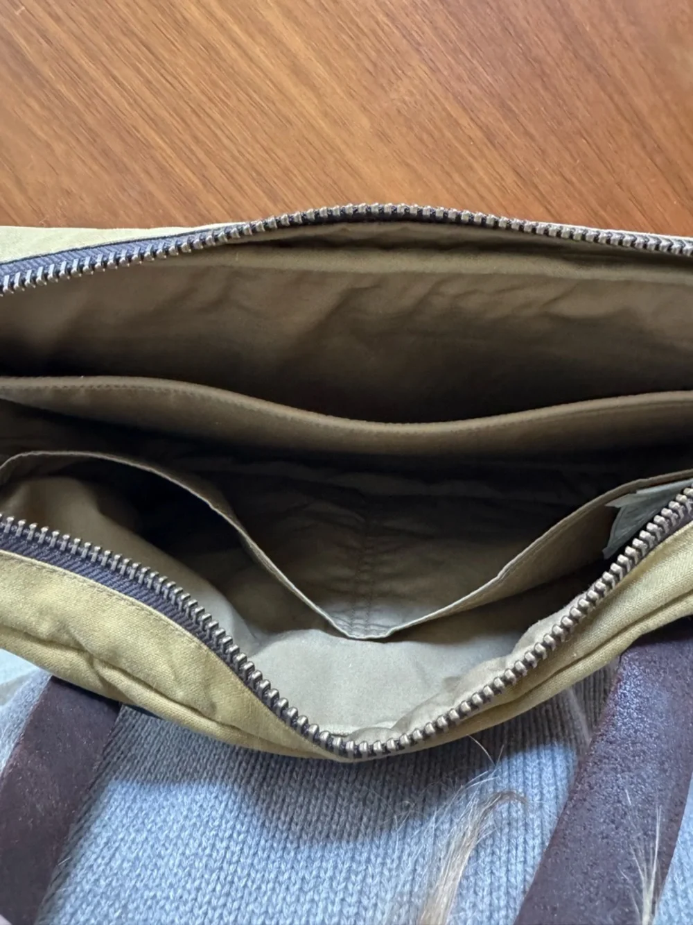 Filson Olive Canvas Briefcase with Black Leather Handles